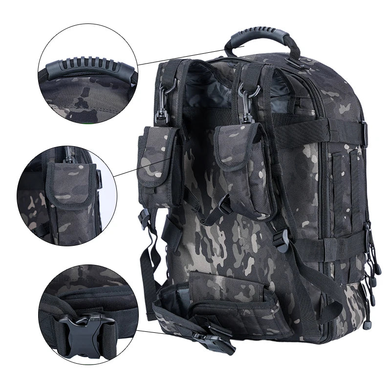 55L Tactical Backpack - Large Capacity Military Pack for Multi-Day Adventures