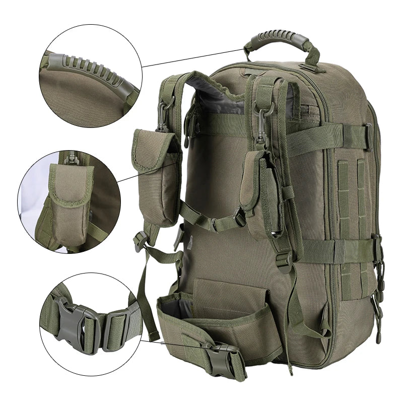 60L Hiking Backpack, Expandable with Water Bottle