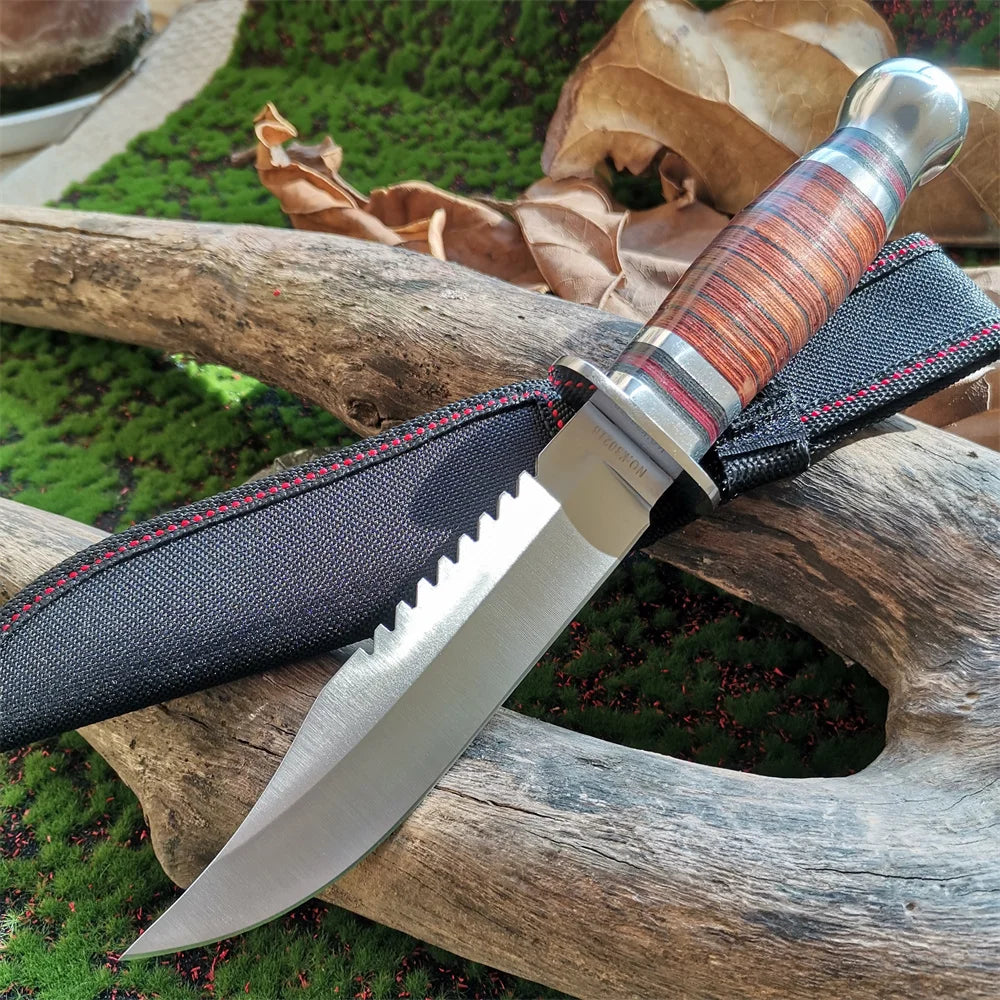 High-Quality Steel Blade Hunting Knife with Wooden Handle