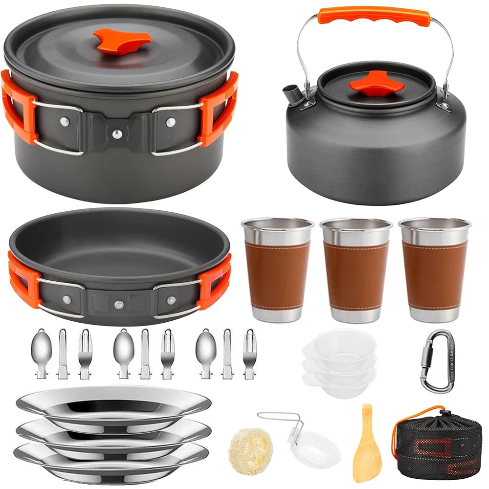 26pcs Camping Cookware Kit for 2-4 People