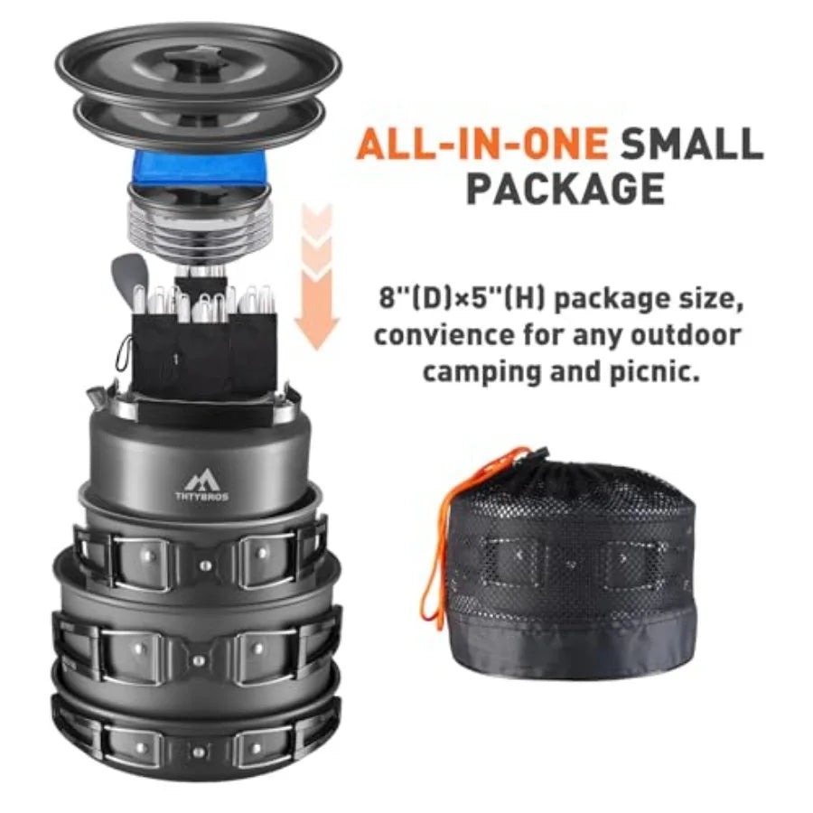 27pcs Camping Cookware Set for 2-4 People