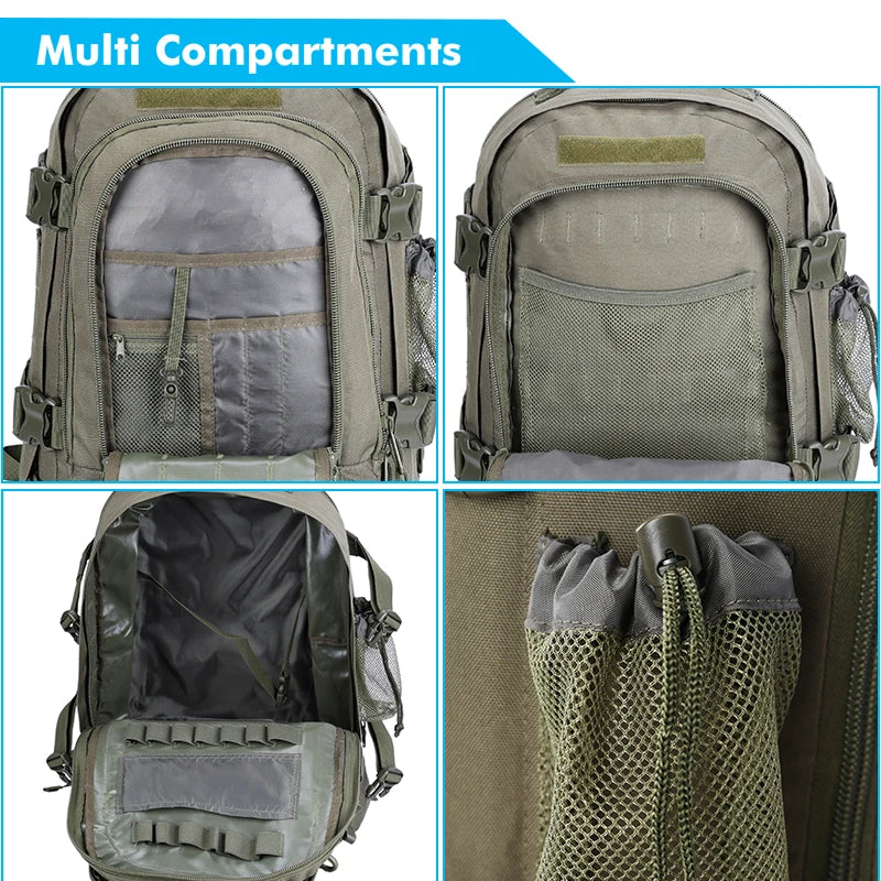 60L Hiking Backpack, Expandable with Water Bottle