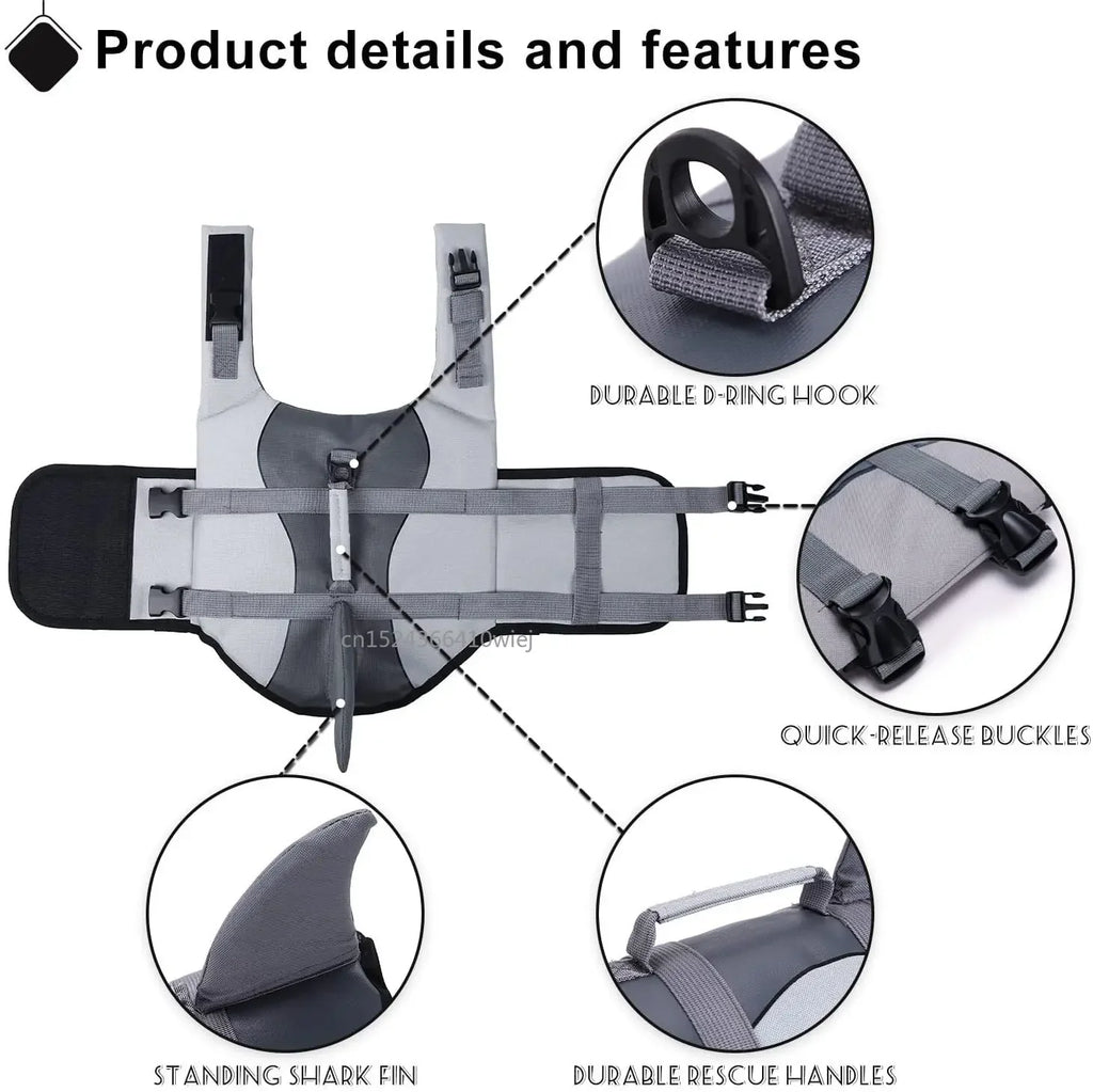 Shark Dog Life Jacket Enhanced Buoyancy for Swimming