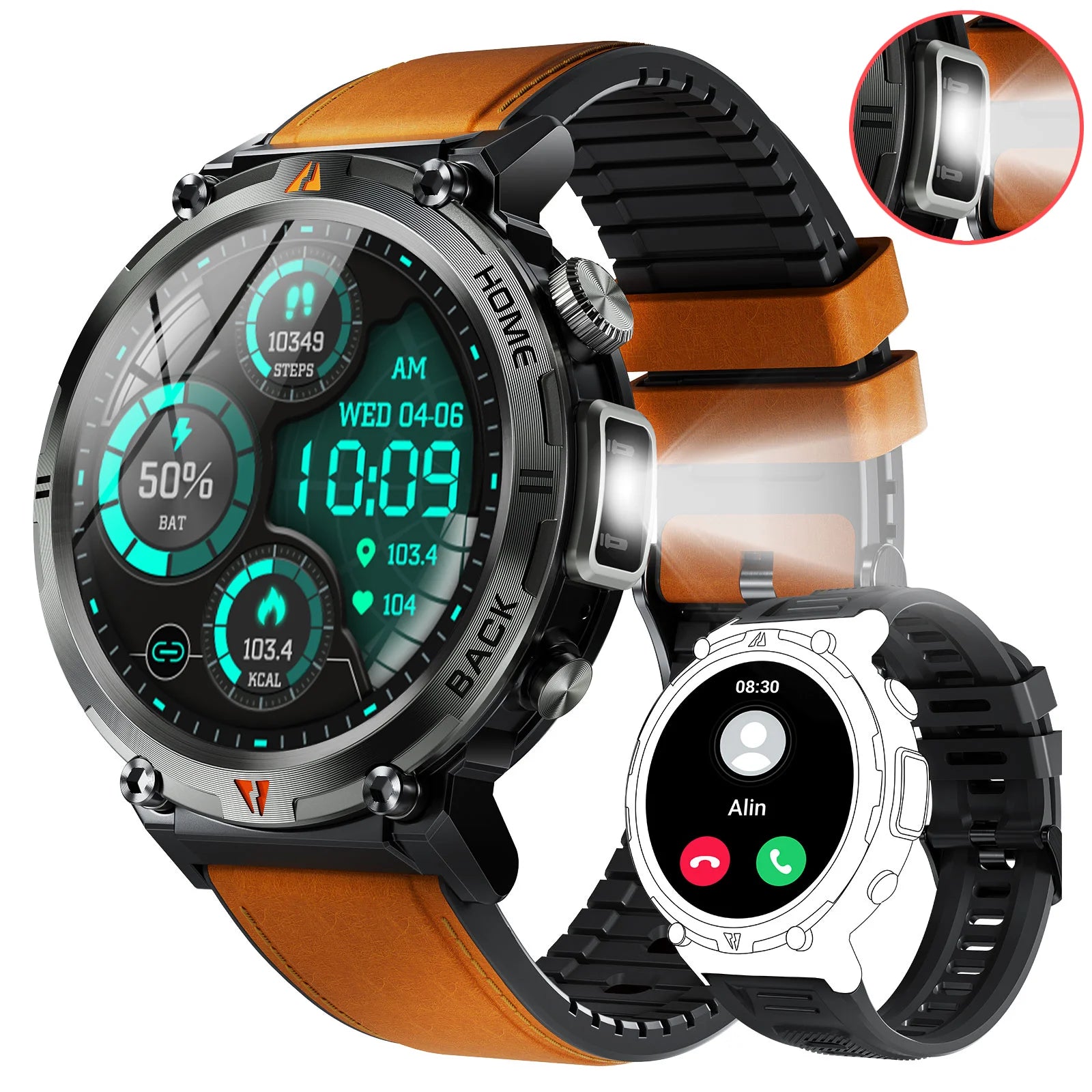 Bluetooth Multi-function Smartwatch Android iOS with Flashlight