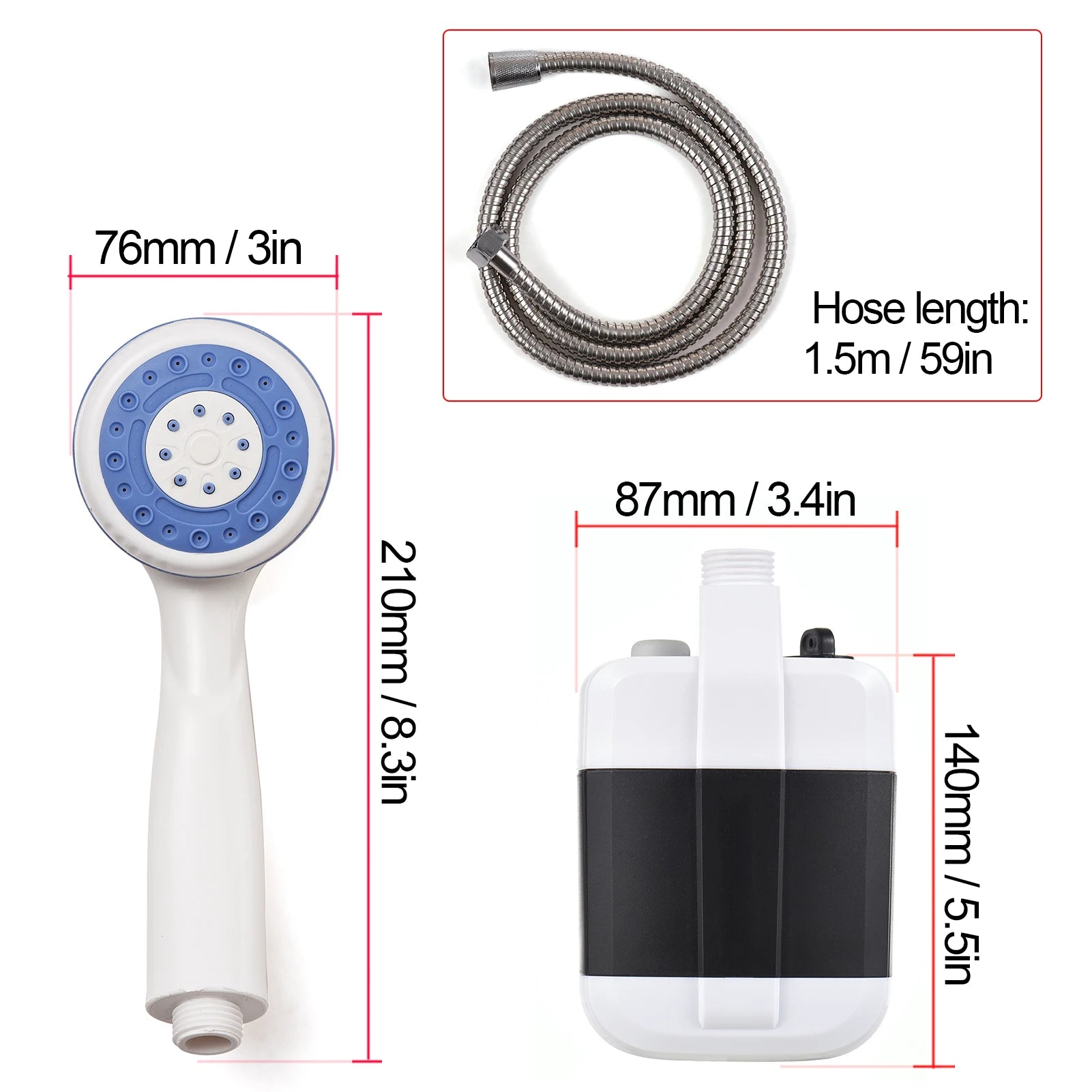 Portable Camping Shower USB Rechargeable Pump