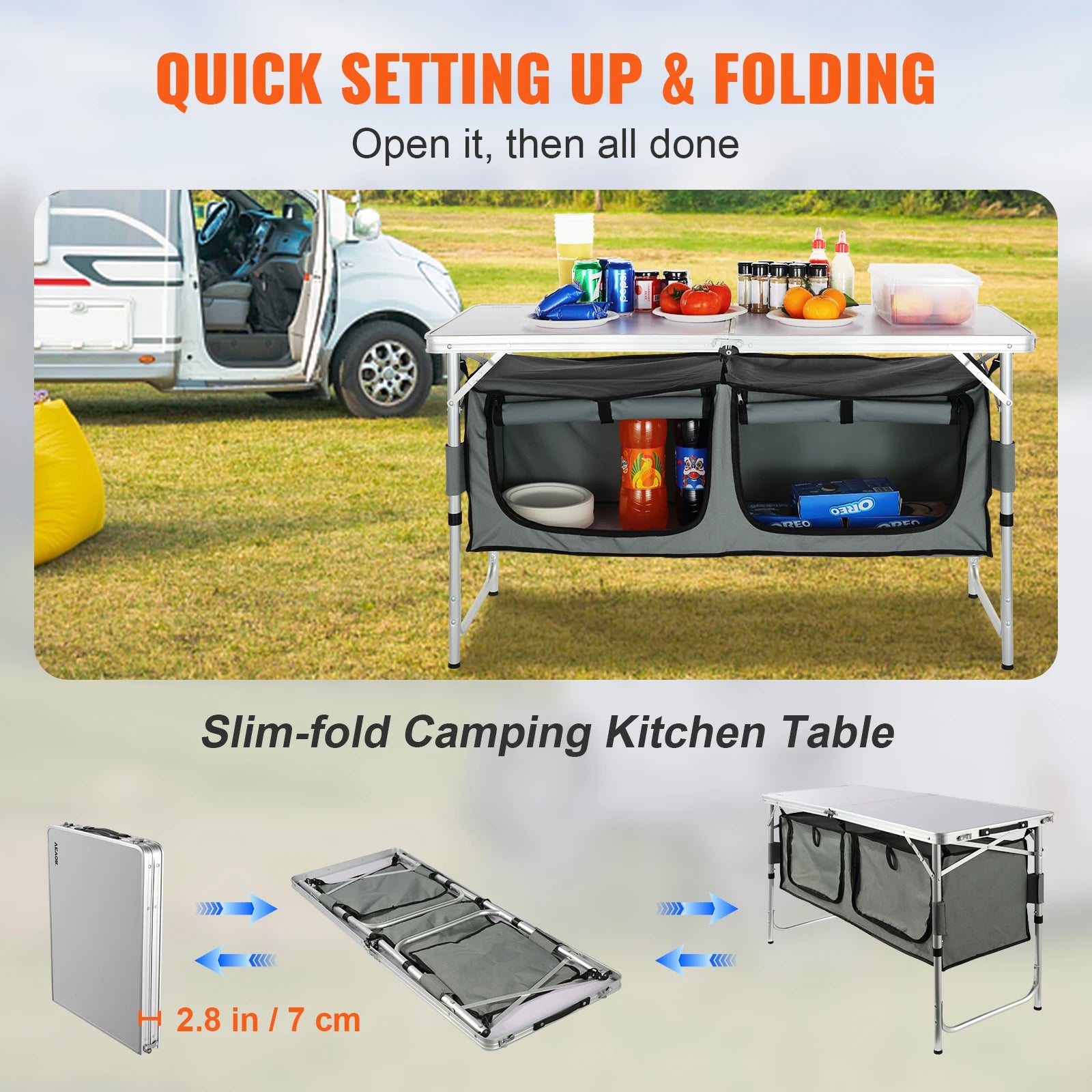 Adjustable Folding Camping Table