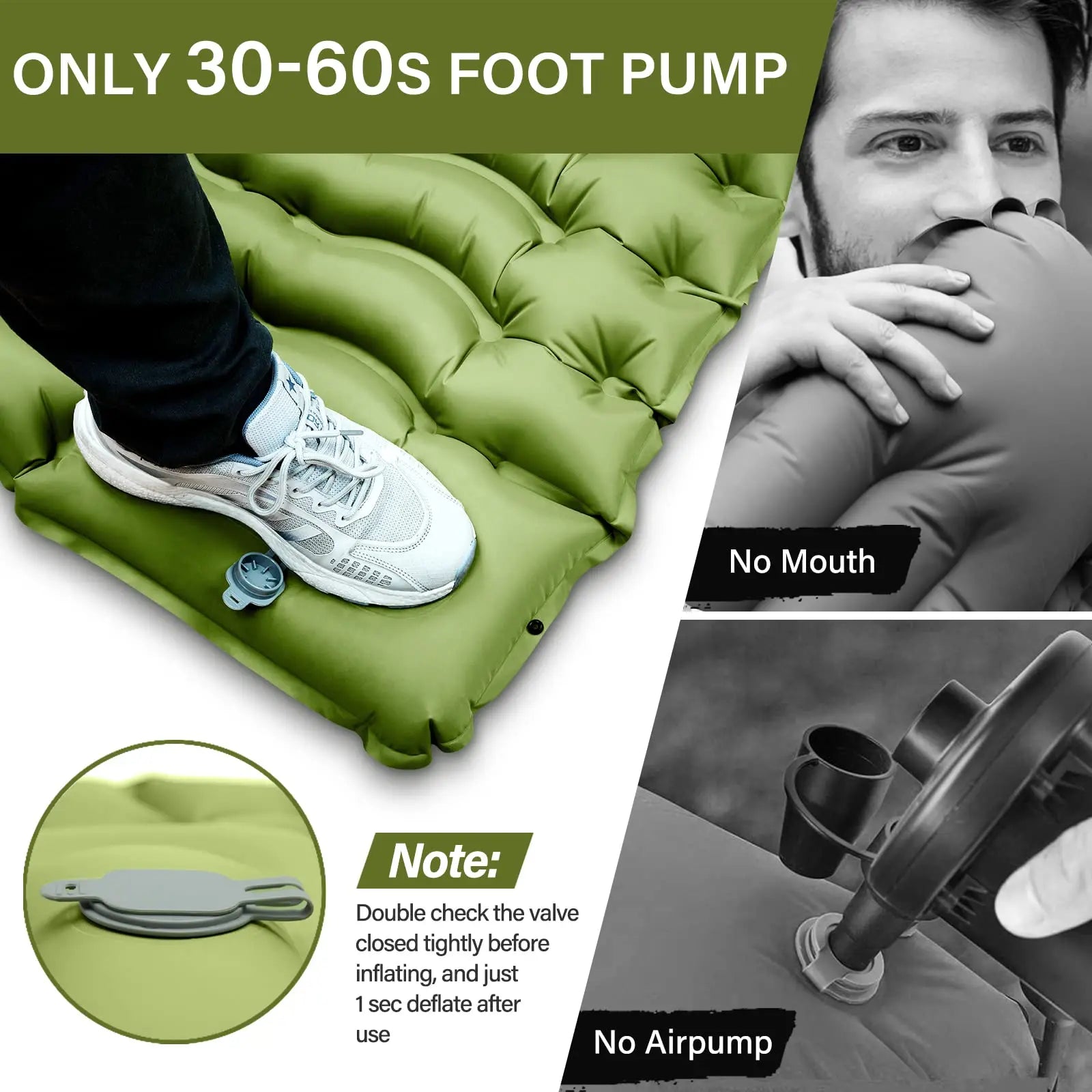 Camping Sleeping Pad with Built-in Foot Pump