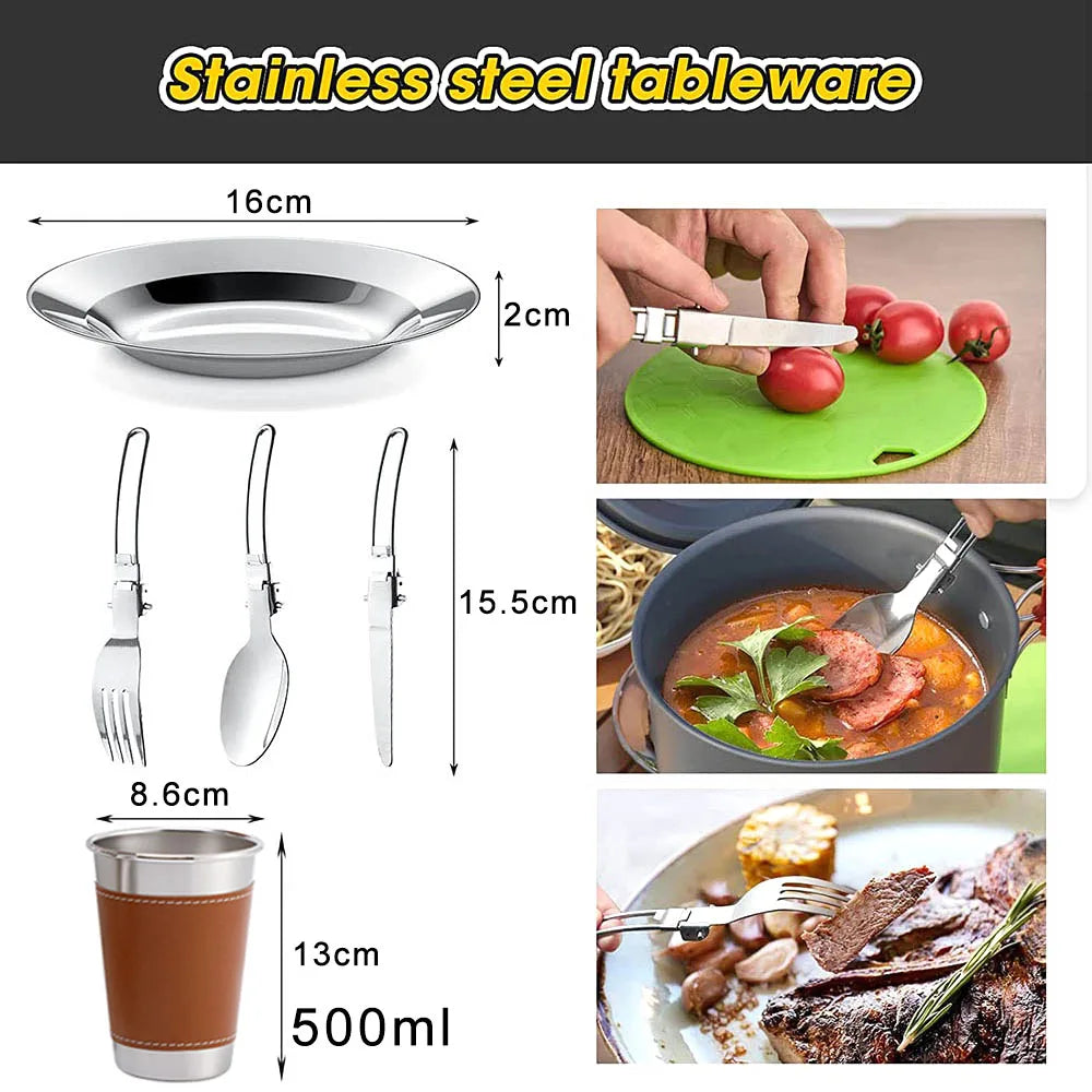26pcs Camping Cookware Kit for 2-4 People