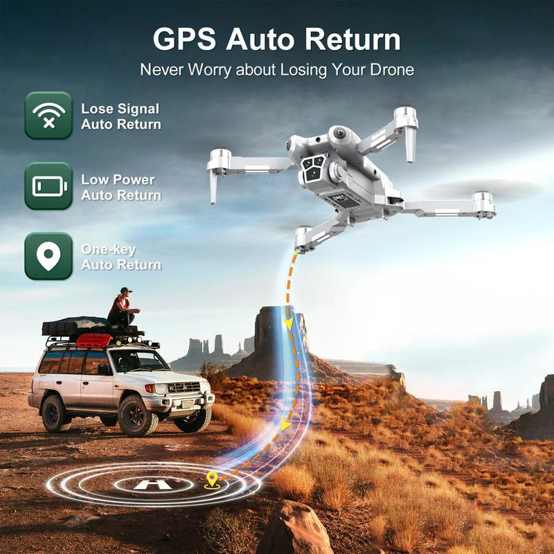 Drone with 8K camera and GPS auto-return