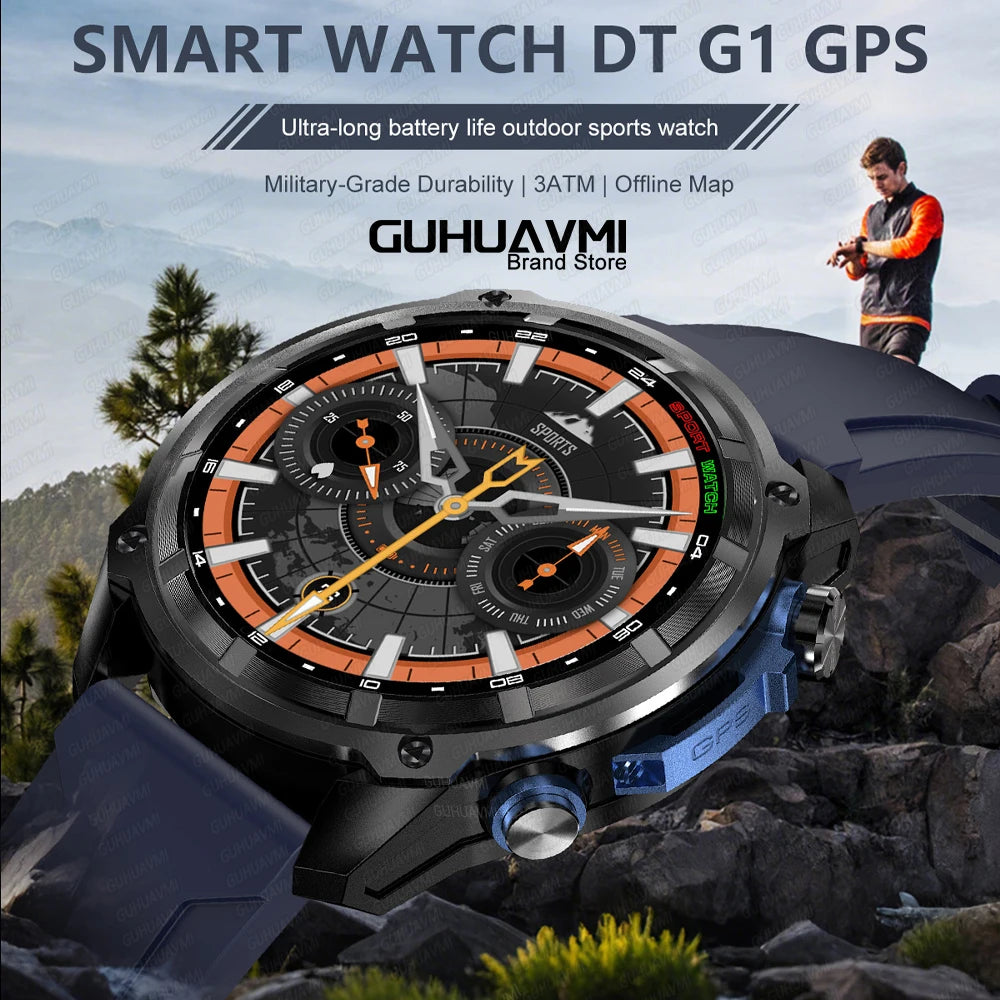 Tactical Android iOS Smartwatch Built-in GPS Offline Map