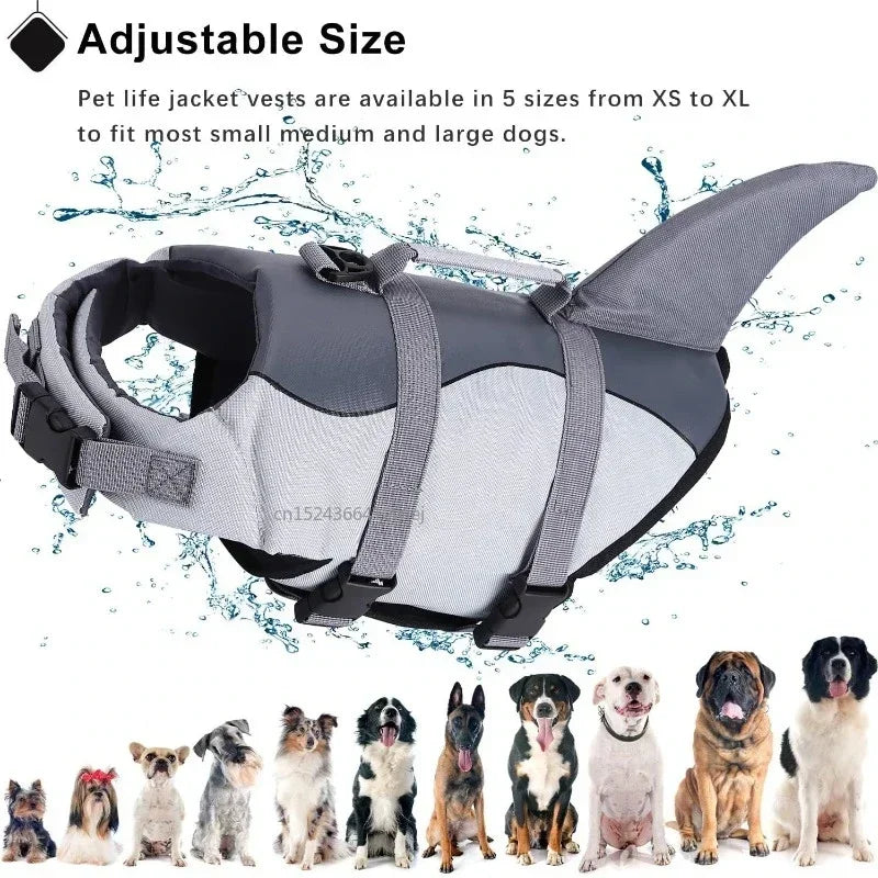 Shark Dog Life Jacket Enhanced Buoyancy for Swimming