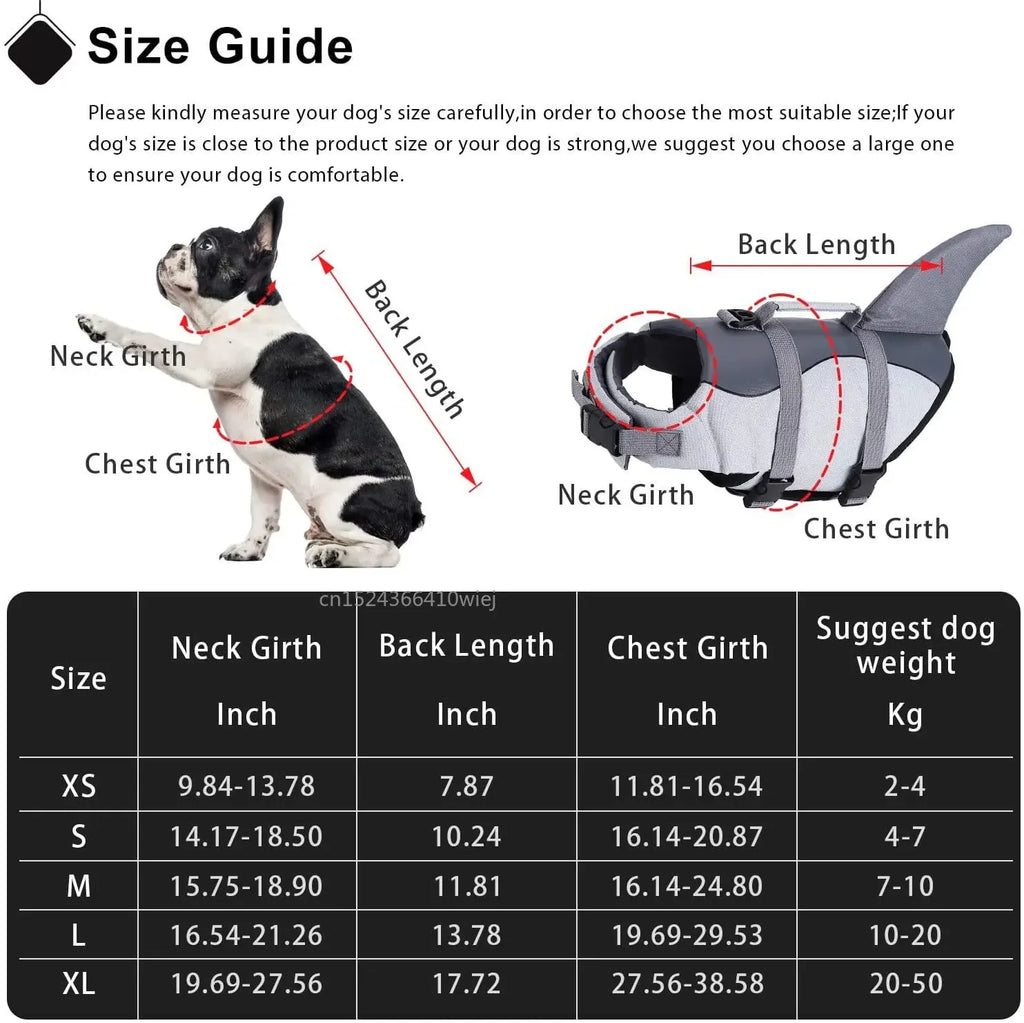 Shark Dog Life Jacket Enhanced Buoyancy for Swimming