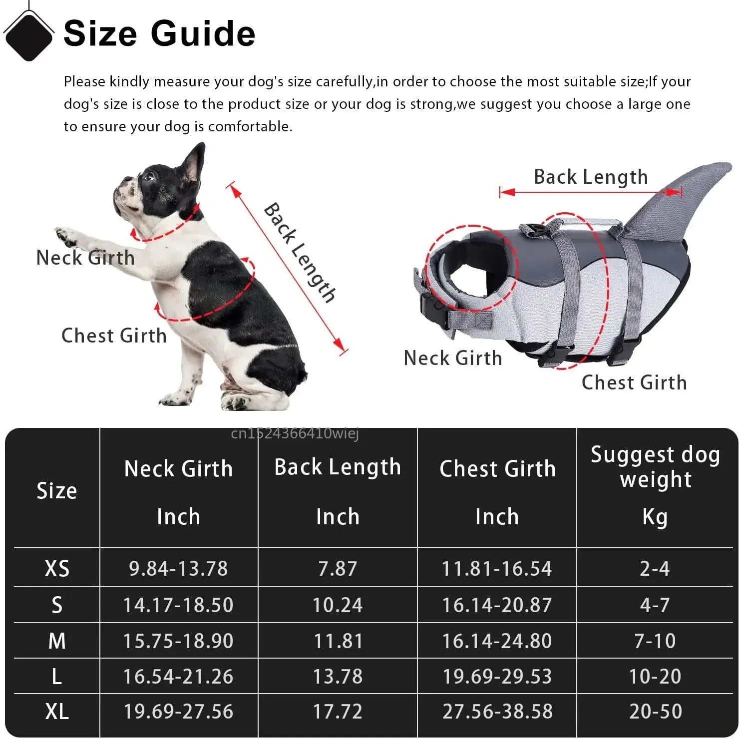 Shark Dog Life Jacket Enhanced Buoyancy for Swimming