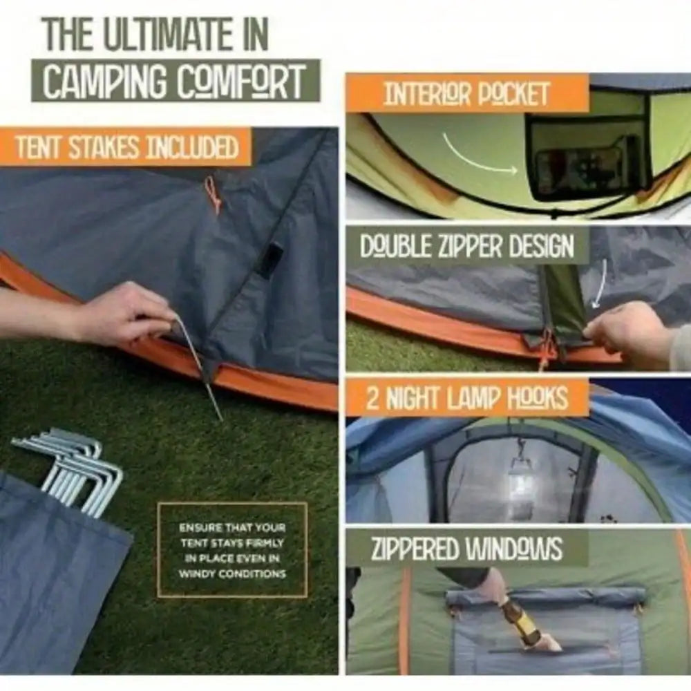 2-4 Person Easy Pop-Up Tent with 2 Doors