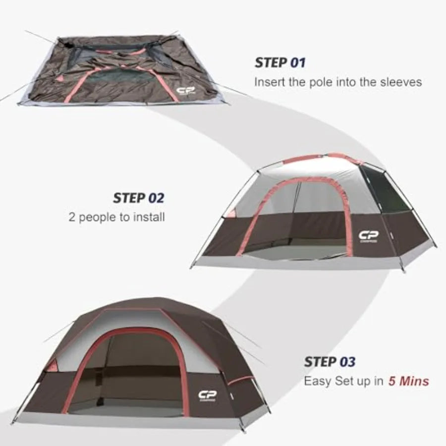 4 Person Easy Set-Up Tent - Waterproof Family Camping Tent