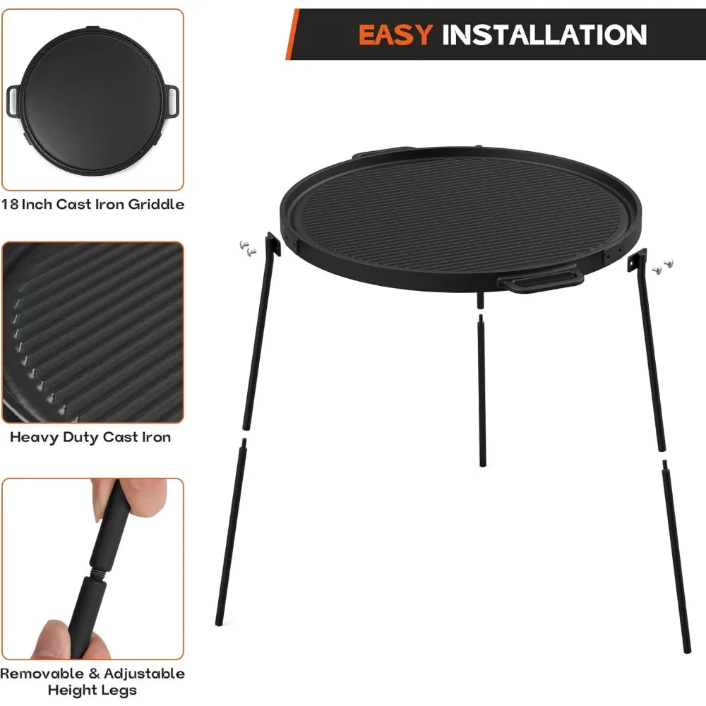 18" Campfire Cast Iron Grill, Reversible