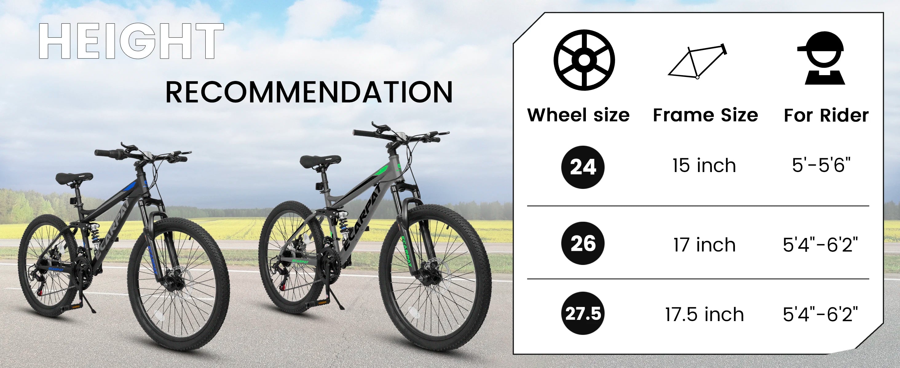 Dual Full Suspension Mountain Bike 24/26/27.5 Inch, 21-Speed