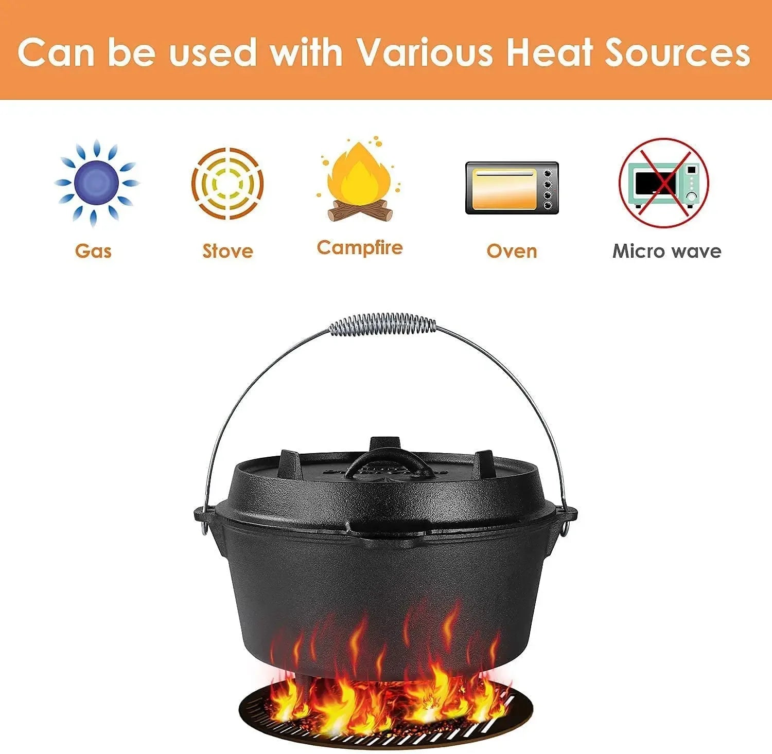 Cast Iron Dutch Oven Camping Pot