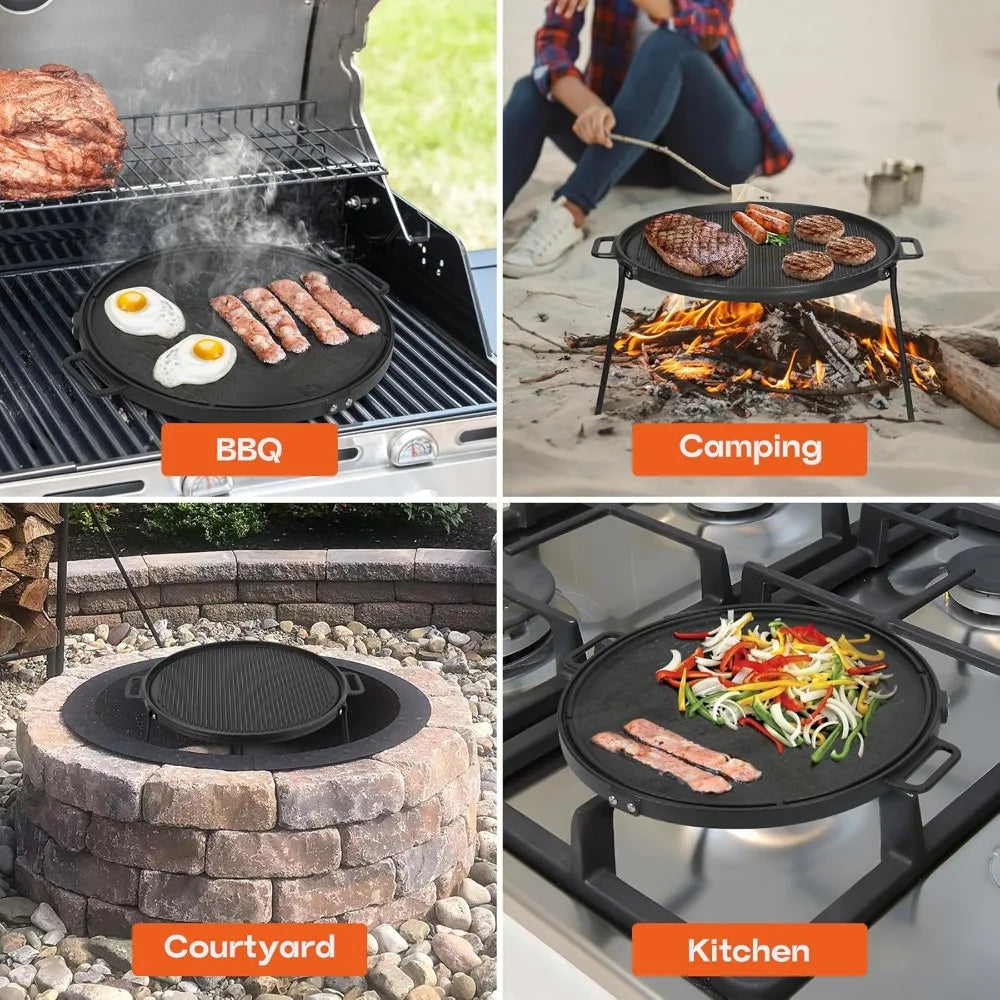 18" Campfire Cast Iron Grill, Reversible