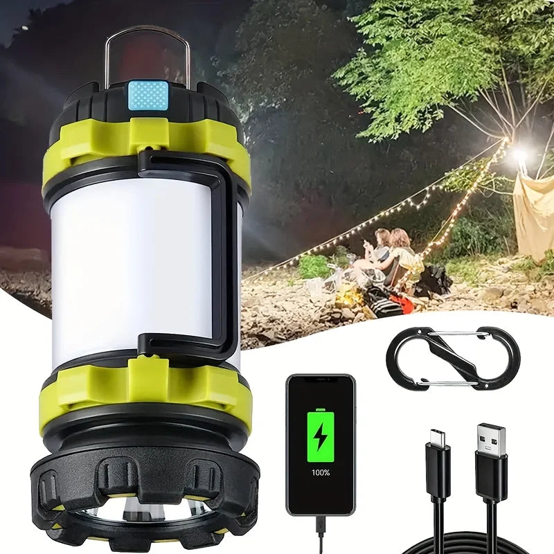 Rechargeable LED Lantern Flashlight and Power Bank - 3-in-1 Camping Light
