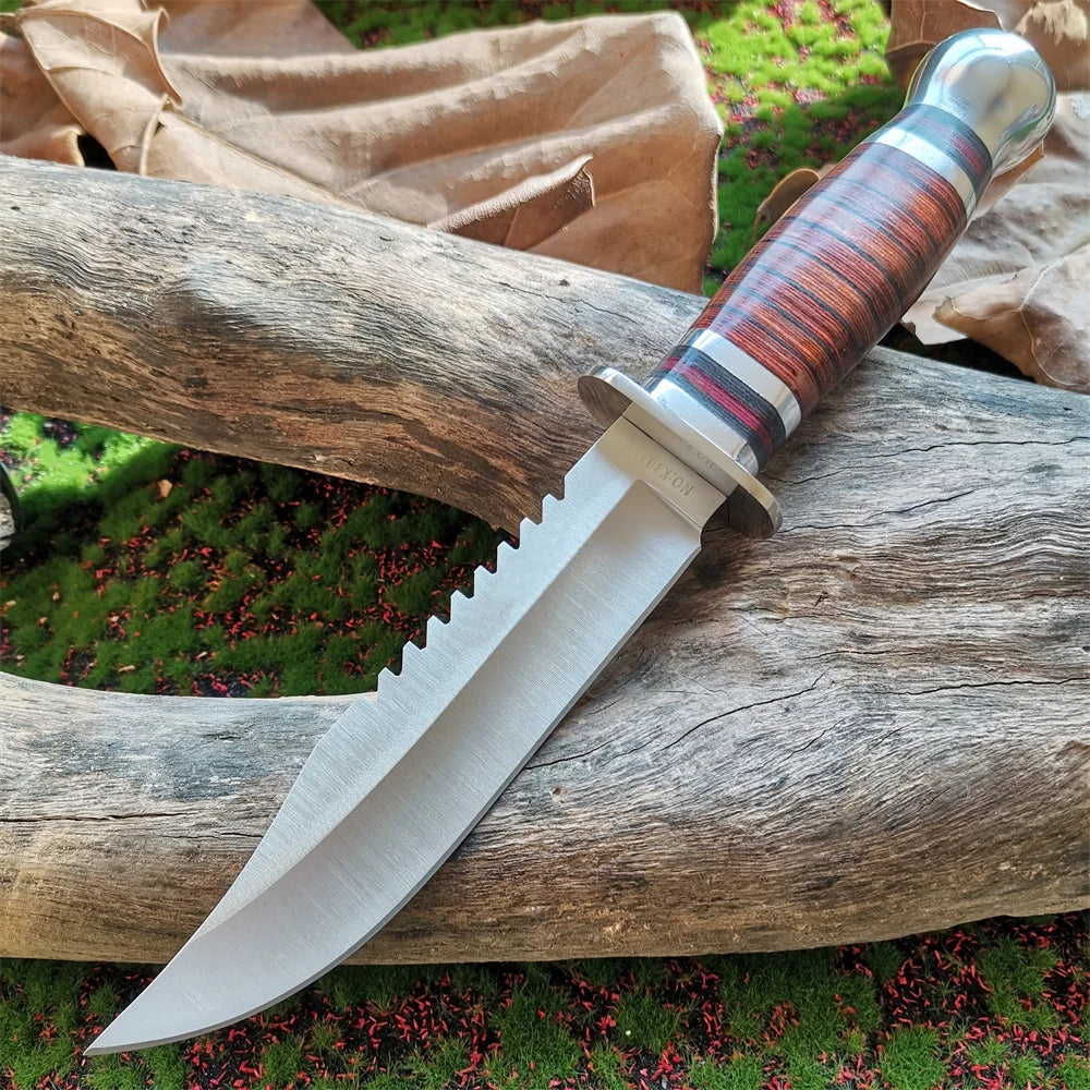 High-Quality Steel Blade Hunting Knife with Wooden Handle