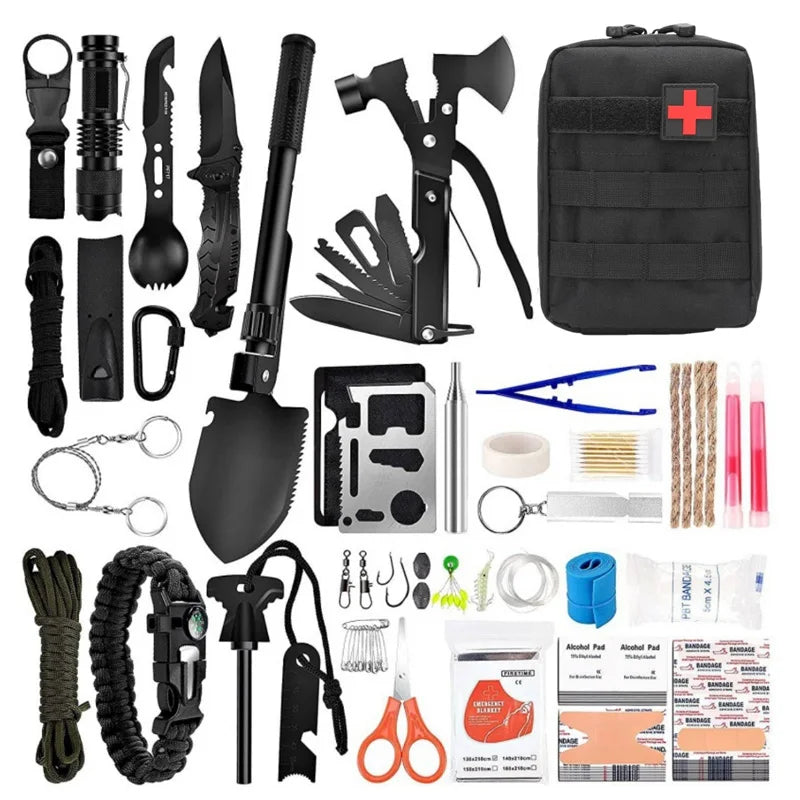 Outdoor Survival Tool Set - Multifunctional Supplies with First Aid Kit