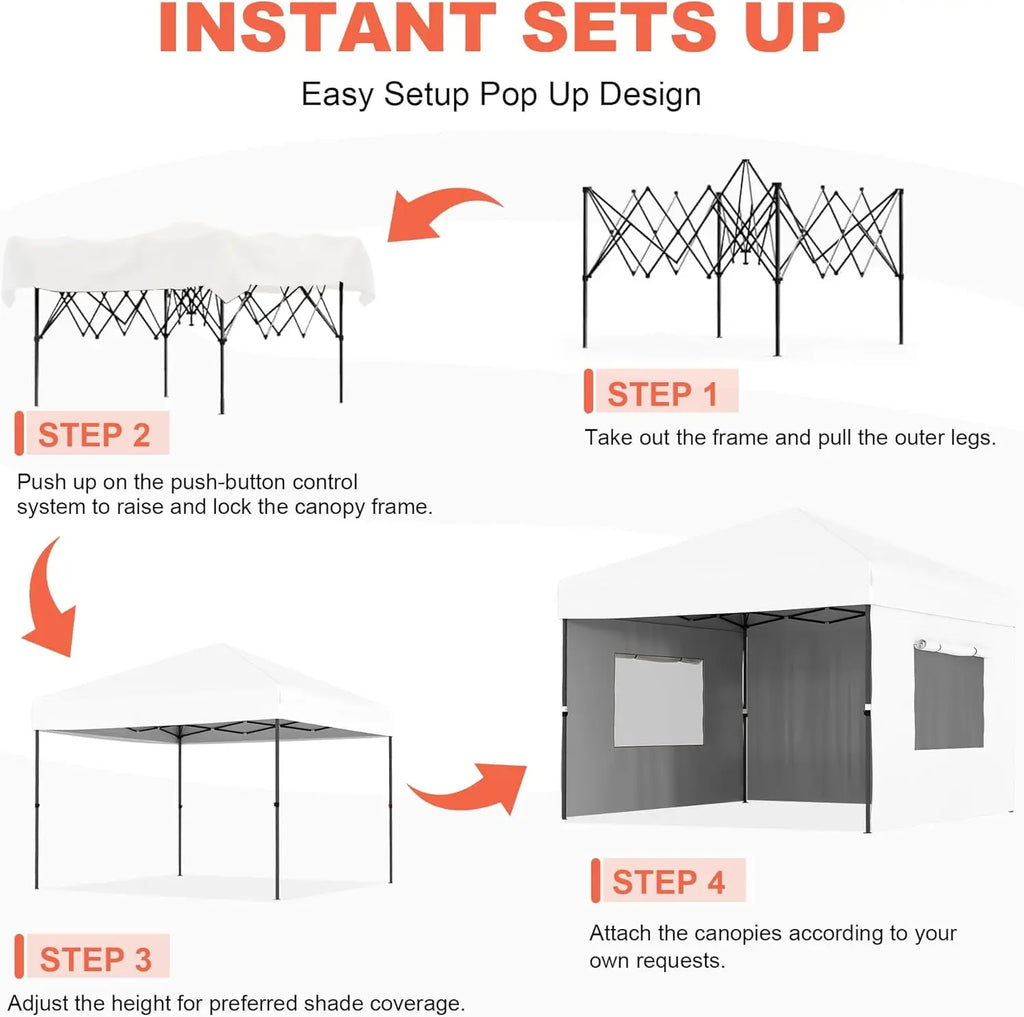 10'x10' Pop Up Canopy Tent with 3 Sidewalls