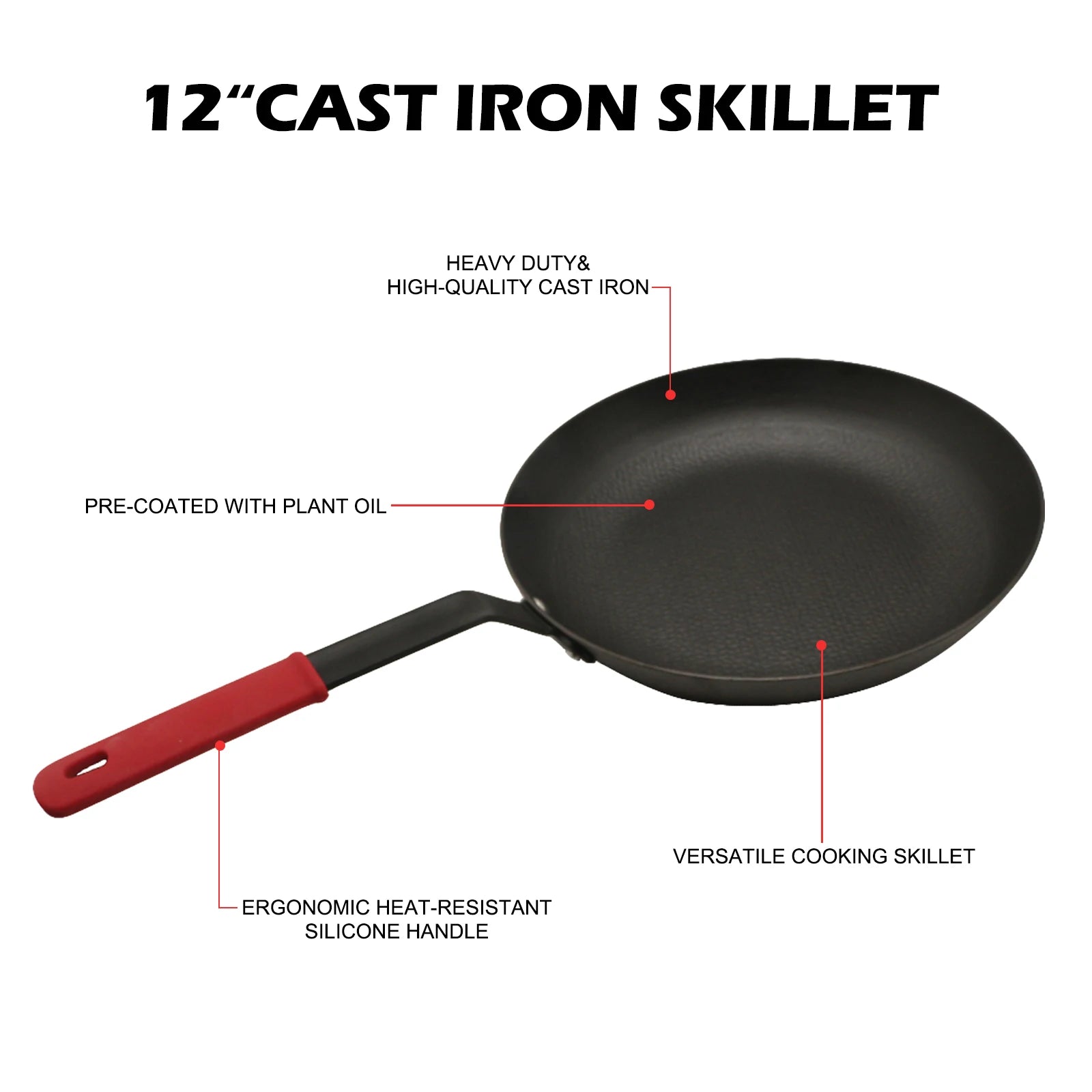 Lightweight 12" Pre-Seasoned Cast Iron Skillet