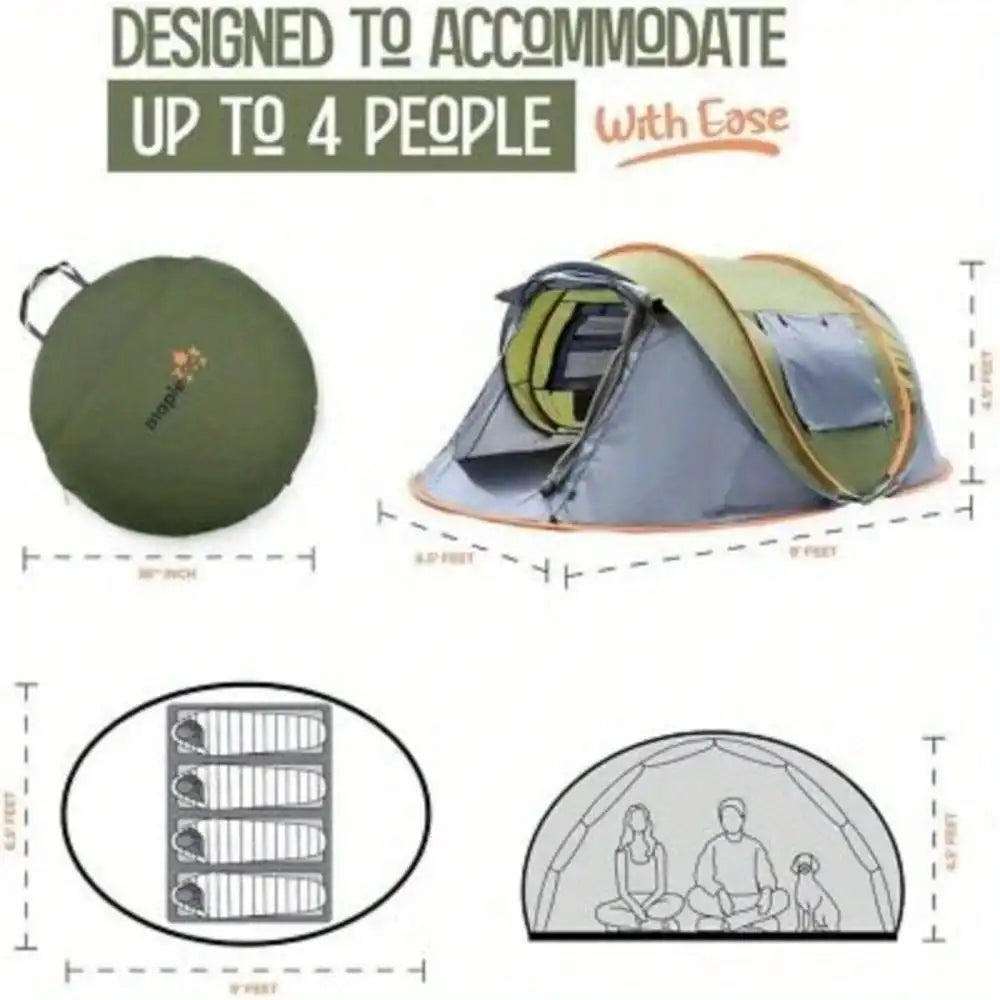 2-4 Person Easy Pop-Up Tent with 2 Doors