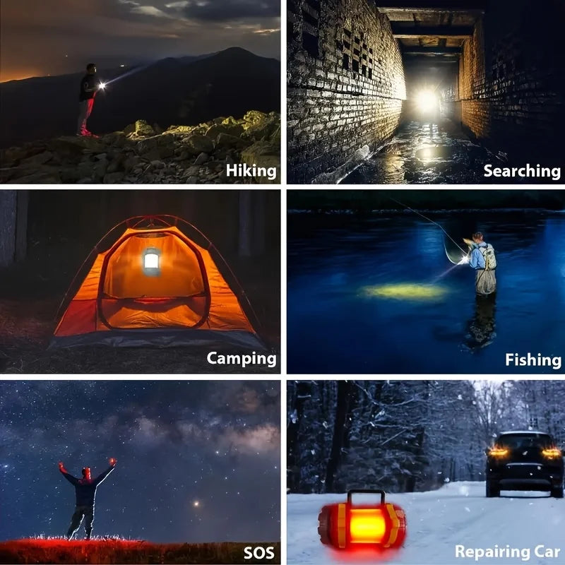 Rechargeable LED Lantern Flashlight and Power Bank - 3-in-1 Camping Light