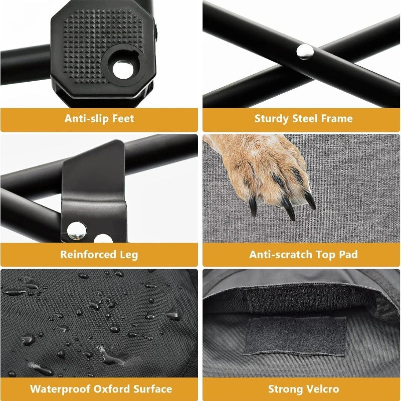 Folding Dog Bed, Portable Raised, Carrying Bag Included