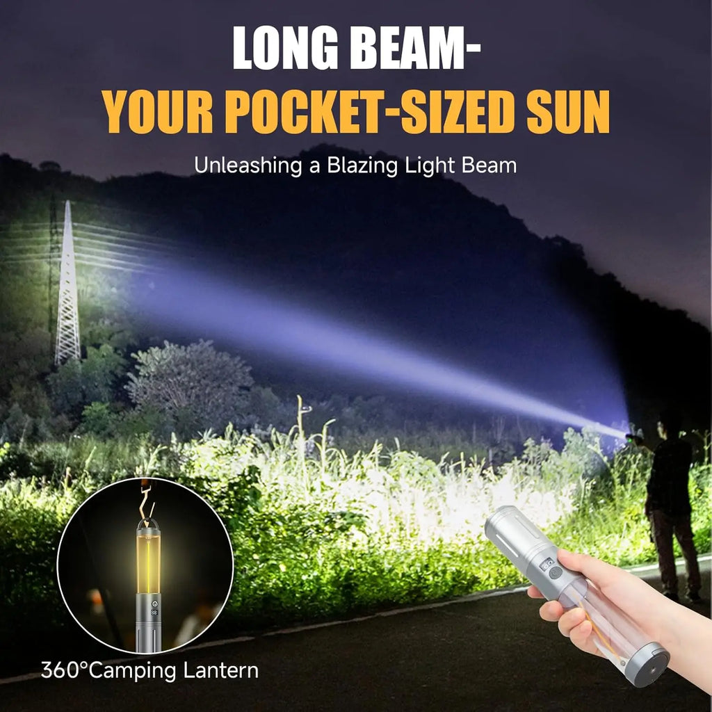 Rechargeable Lantern and Flashlight with USB Output, LCD Screen