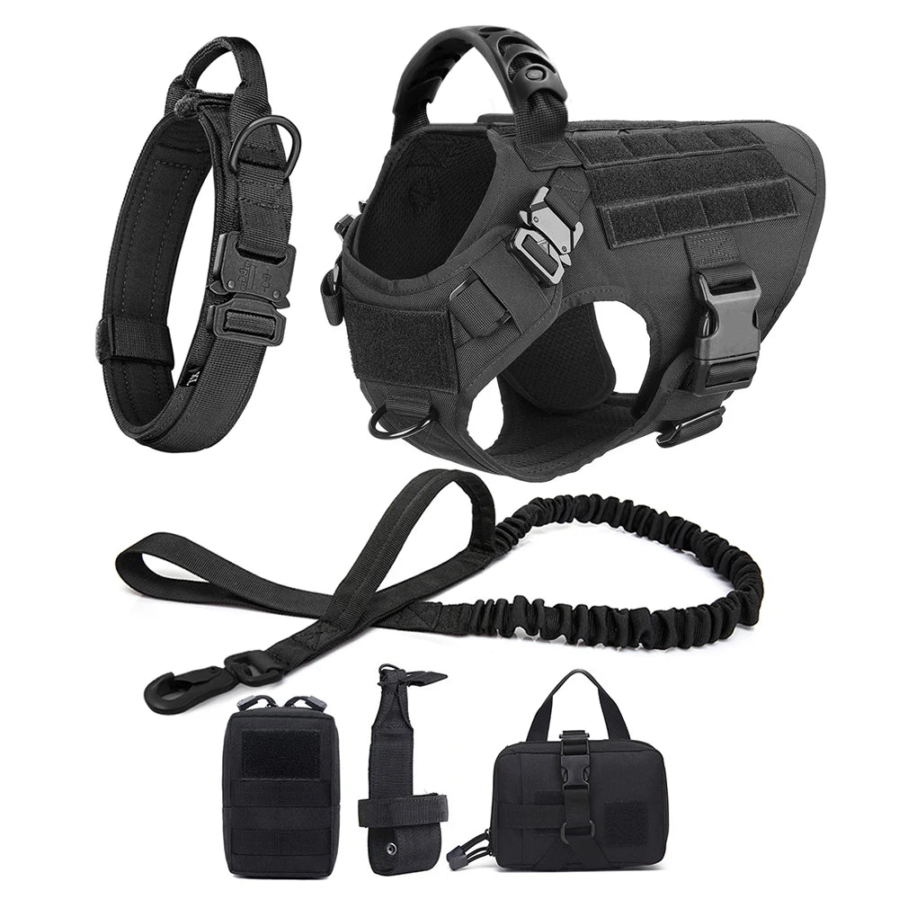 6pc Tactical Dog Harness, Collar, And Leash Set