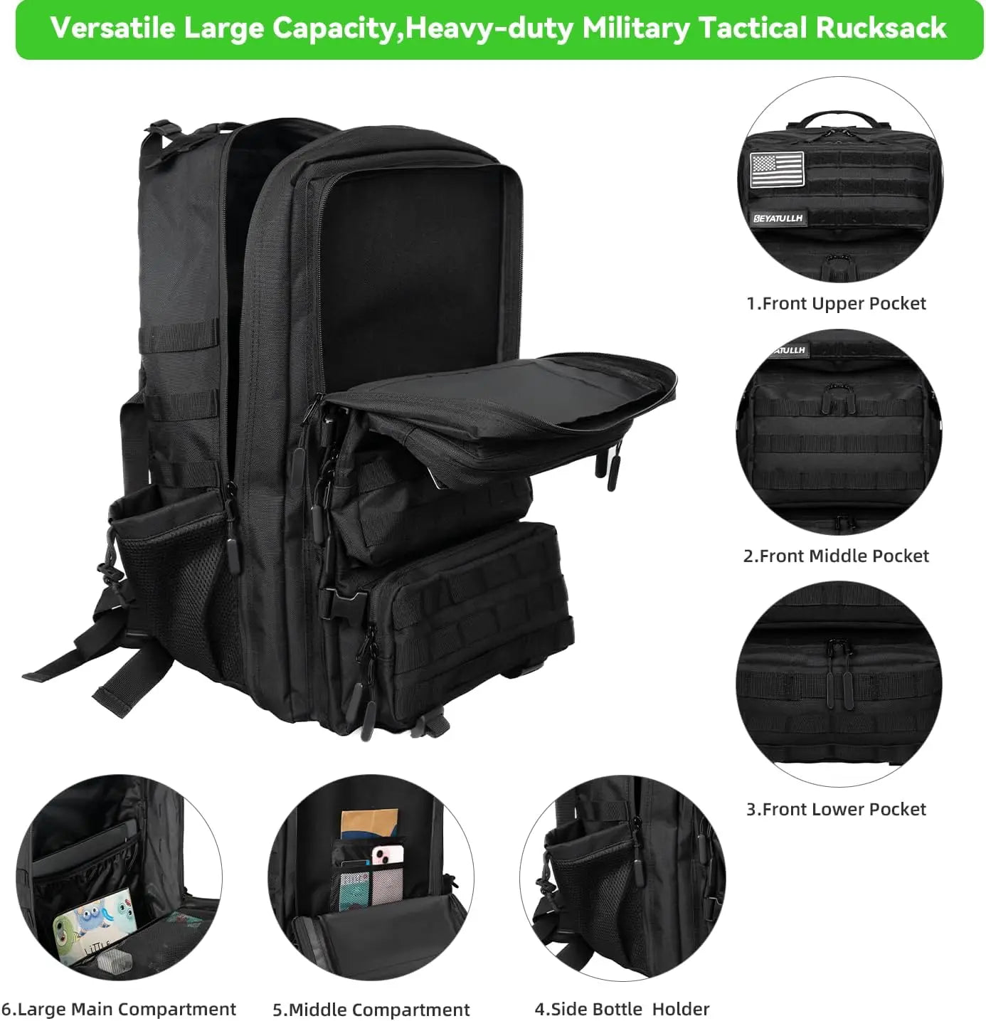 Military Tactical Backpack 55L
