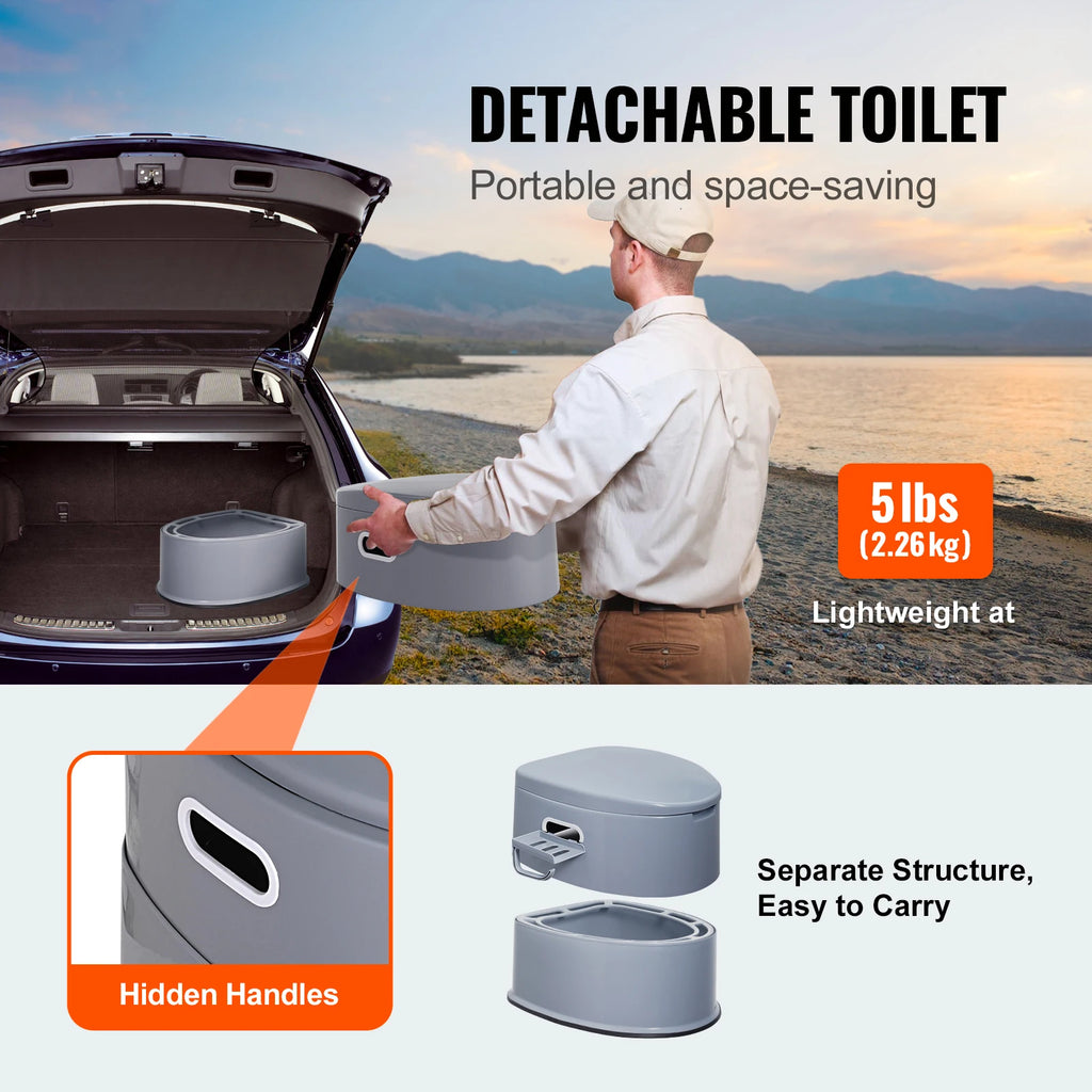 Portable Travel Toilet with Detachable Inner Bucket