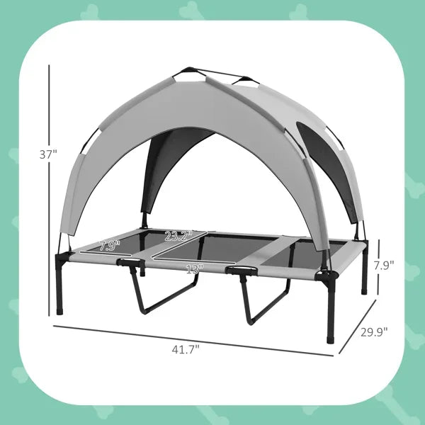 Elevated Large Dog Bed with Cooling Pad, Removable Canopy