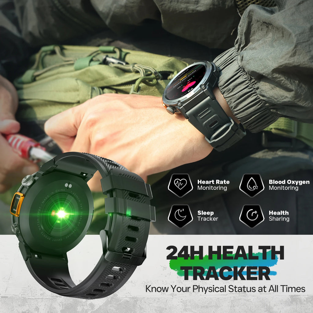 Bluetooth Multi-function Smartwatch Android iOS with Flashlight