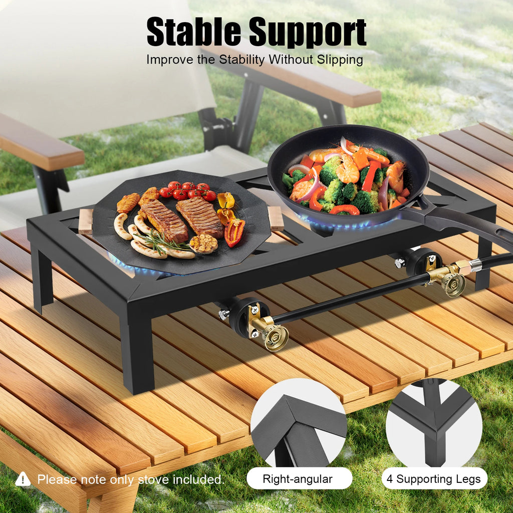 Portable 2-Burner Propane Stove with Regulator Hose