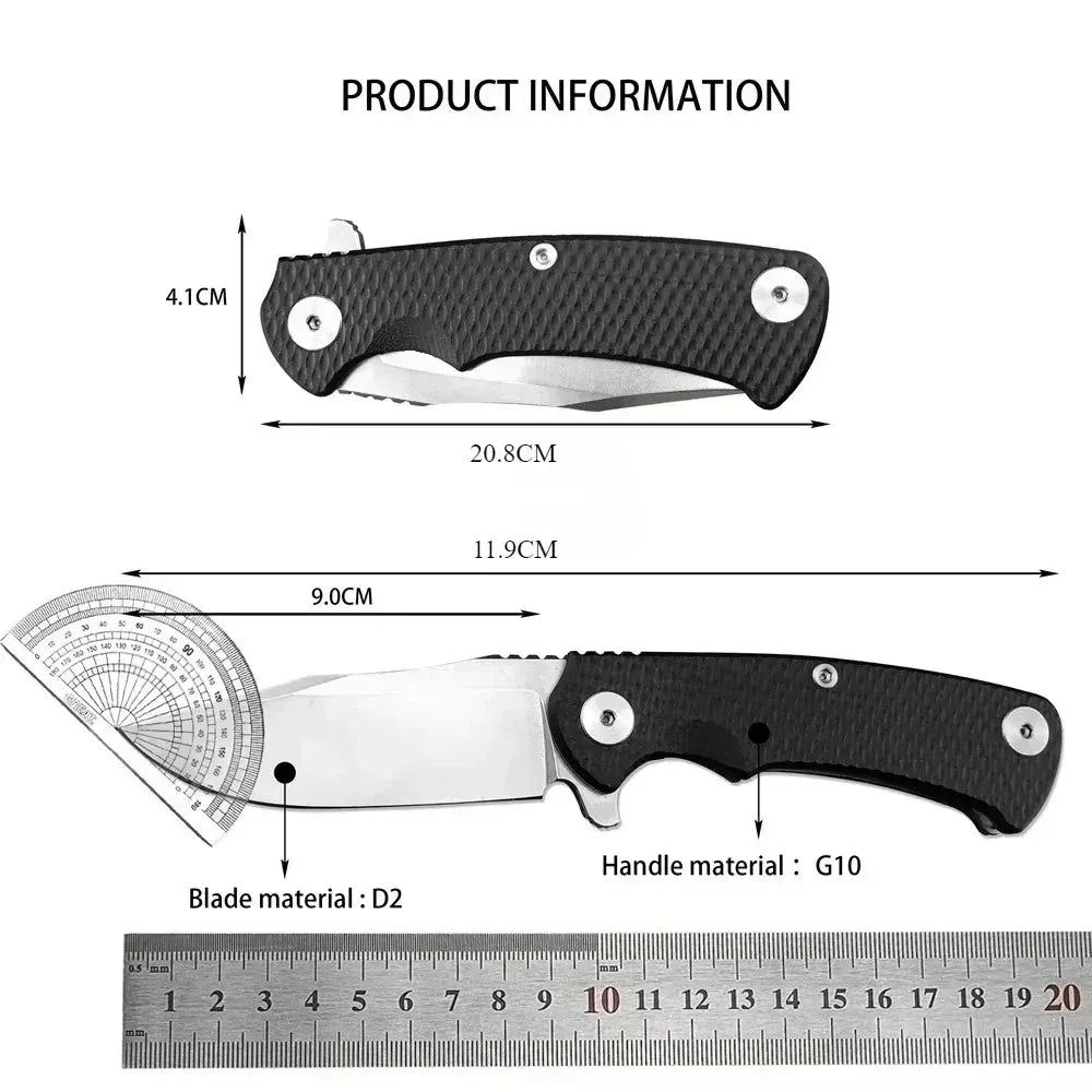 Outdoor Hunter Sharp D2 Steel Blade Utility Knife - 9" Fixed Blade