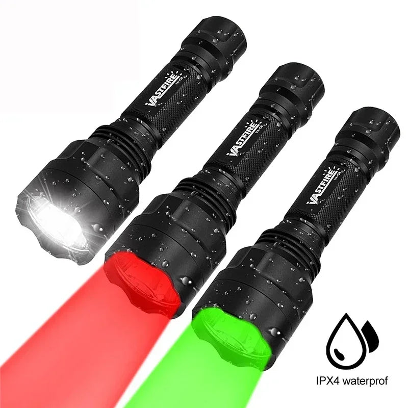 LED Flashlight White/Green/Red Tactical Hunting Rifle Lantern