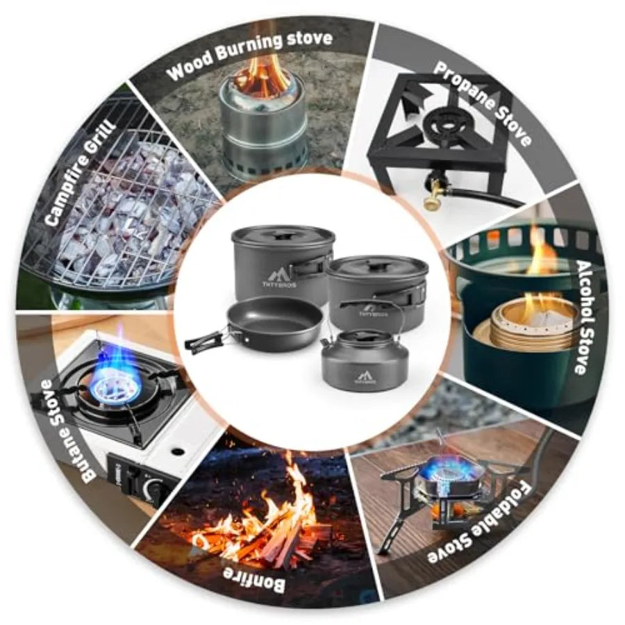 27pcs Camping Cookware Set for 2-4 People