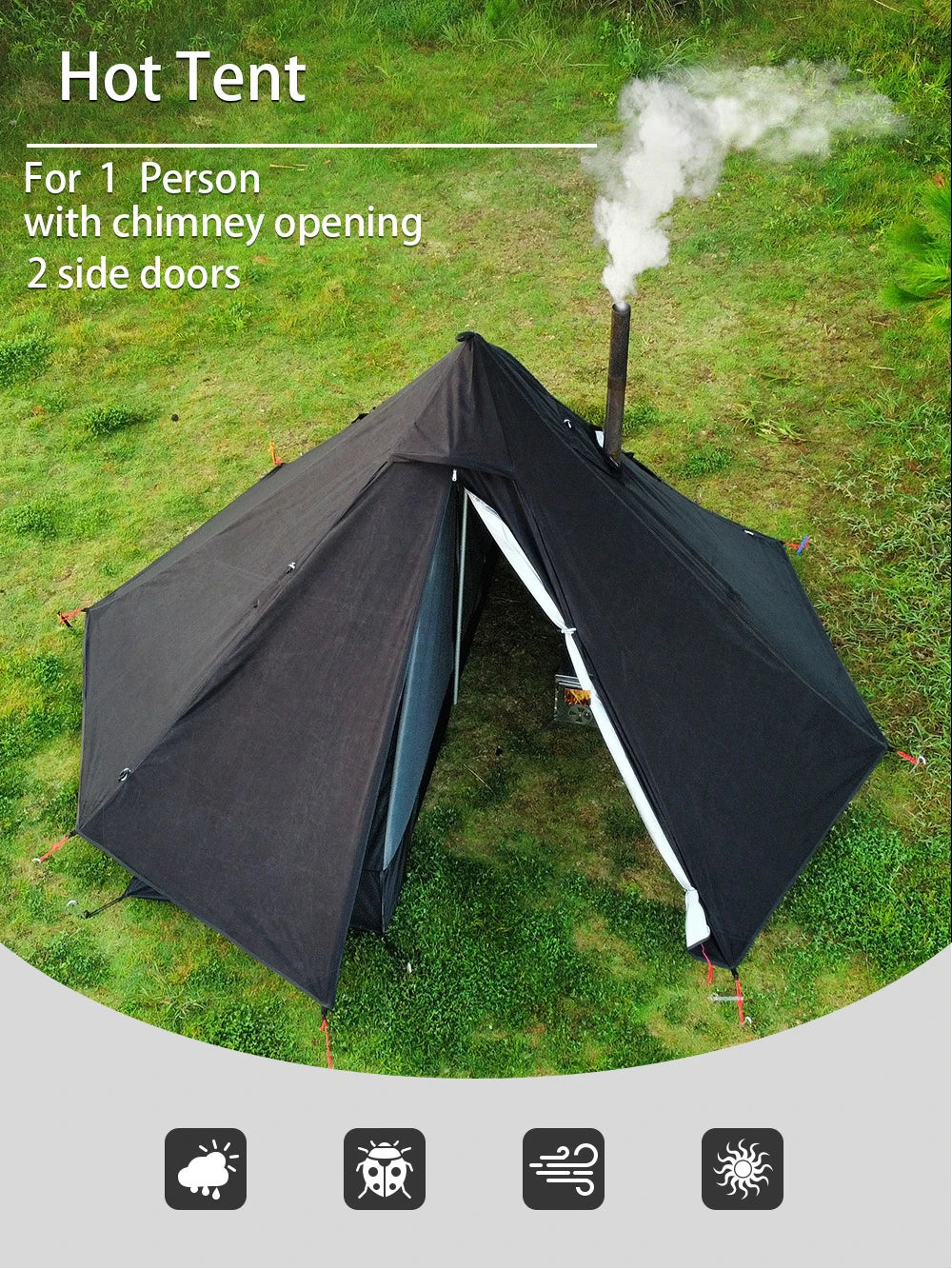 1-Person Camping Hot Tent with Chimney