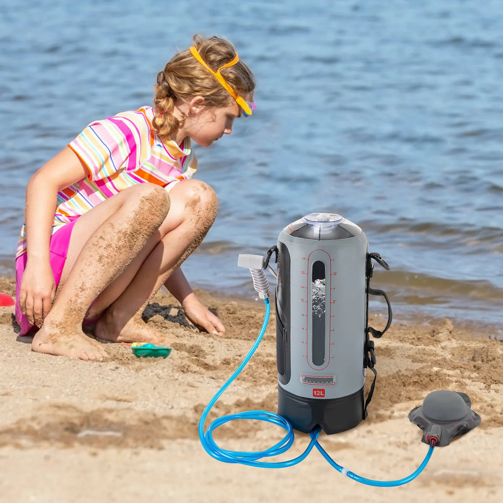 12L Portable Pressure Heating Camp Shower - Solar Heated Outdoor Shower