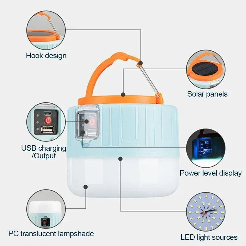 Portable Solar LED Camping Light Power Bank