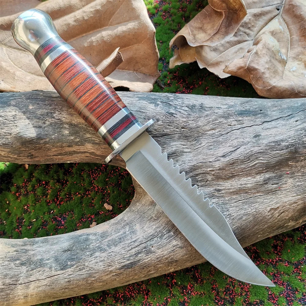 High-Quality Steel Blade Hunting Knife with Wooden Handle
