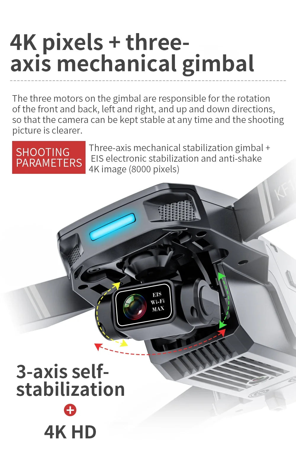 4K GPS Drone with Obstacle Avoidance & 3-Axis Gimbal - 5km Range