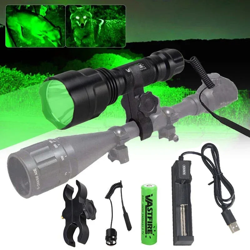 LED Flashlight White/Green/Red Tactical Hunting Rifle Lantern