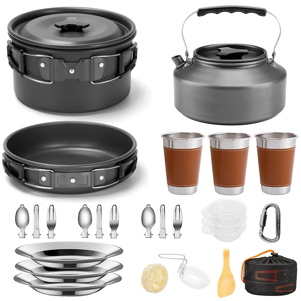26pcs Camping Cookware Kit for 2-4 People
