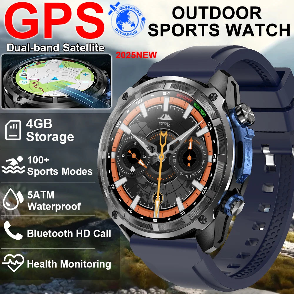 Tactical Android iOS Smartwatch Built-in GPS Offline Map