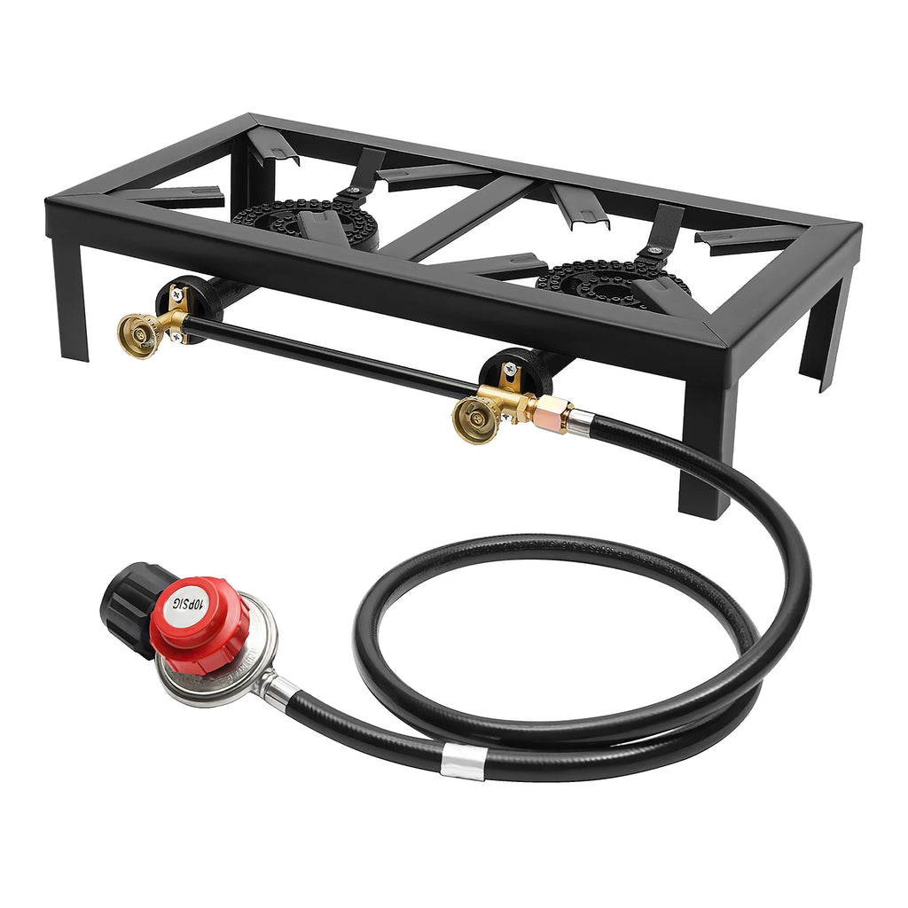 Portable 2-Burner Propane Stove with Regulator Hose